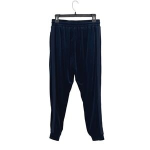 NWT Evereve FATE Velvet Joggers Pants Navy Blue Drawstring Waist Womens Small S